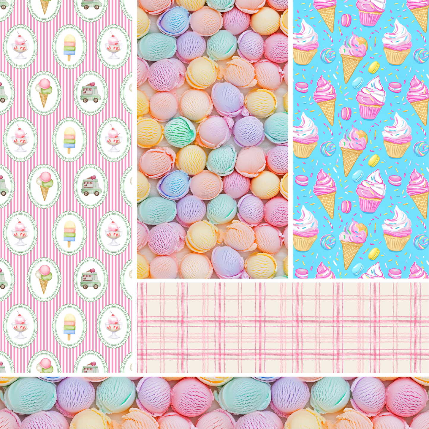 Ice Cream Scoop/Plaid 12x12 UVDTF Sheet
