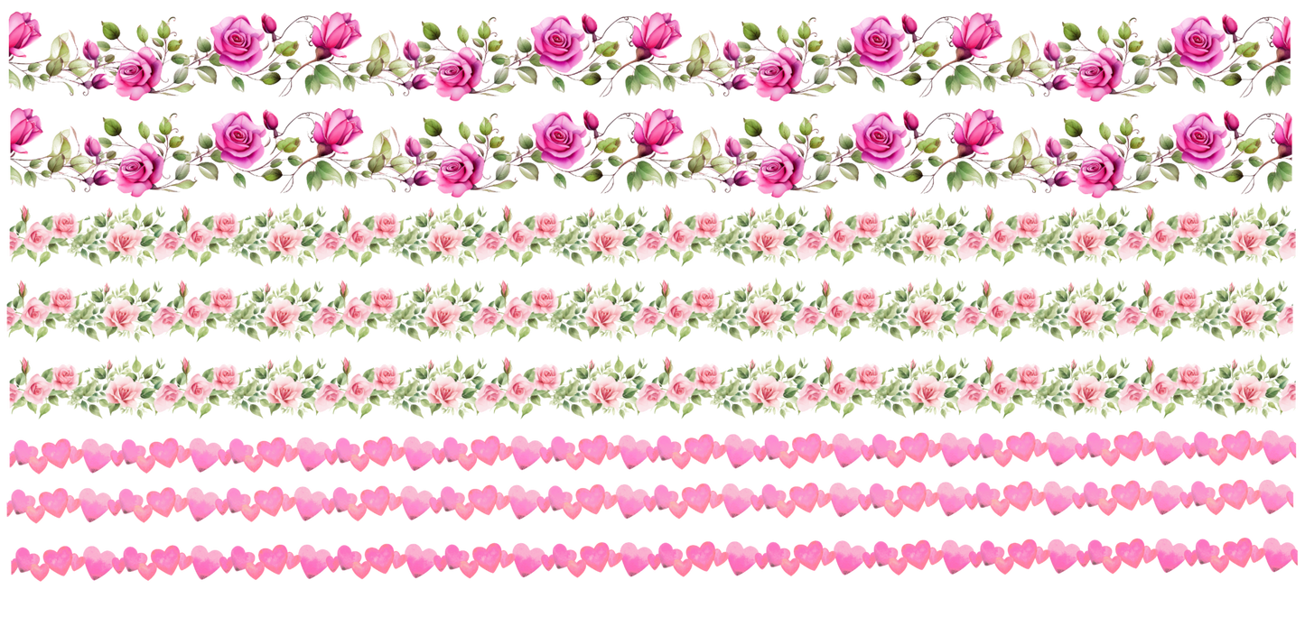 Heart / floral borders UVDTF sheet
