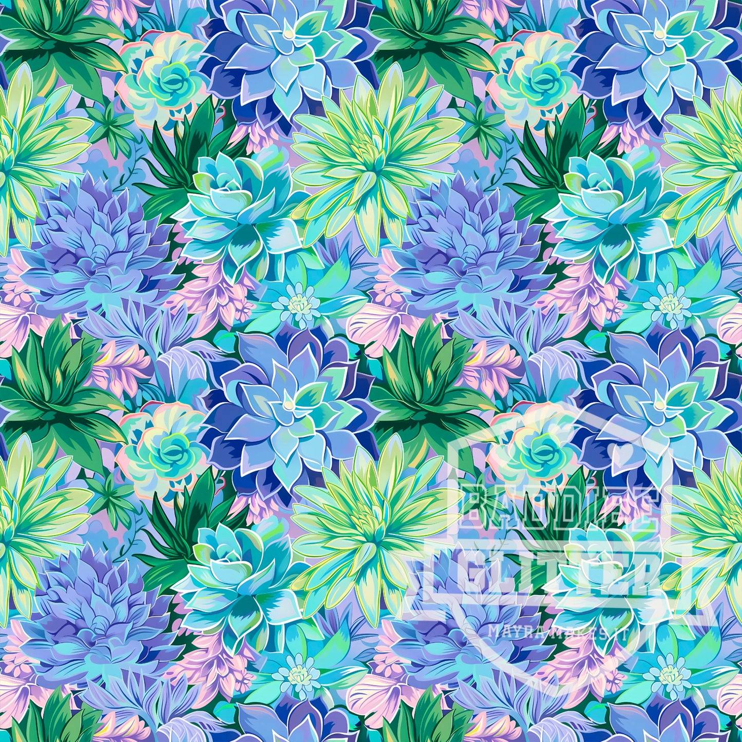 Dusty Blue Succulents Vinyl