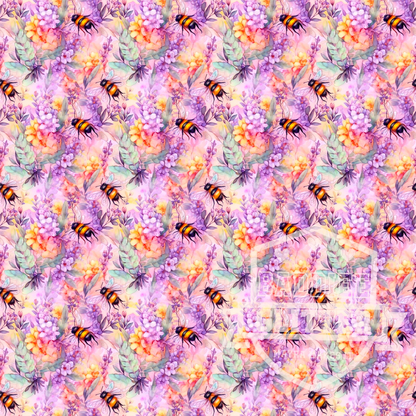 Orange & Lilac Floral Bee Vinyl