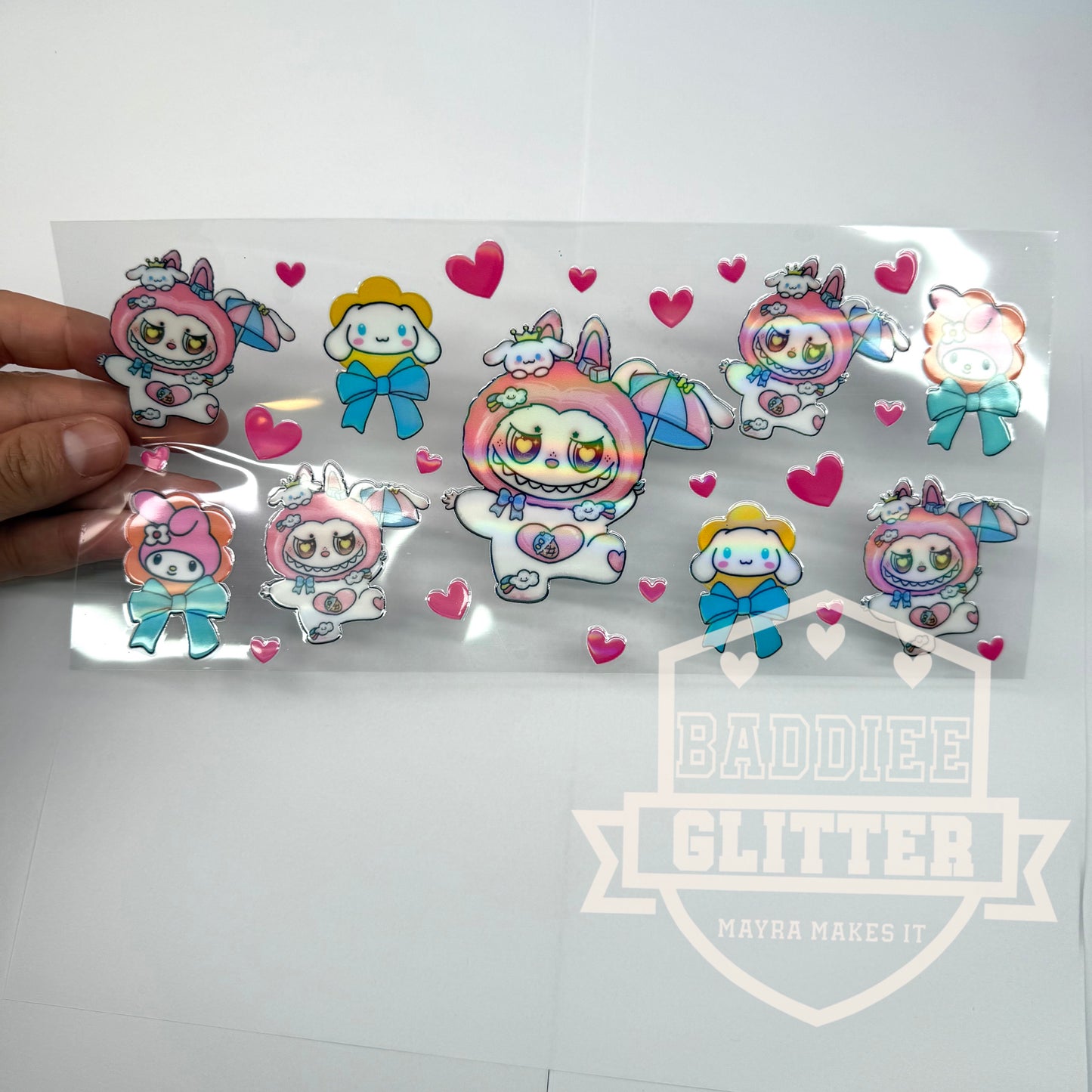 HOLOGRAPHIC Labubu & Cinnamoroll UVDTF Wrap #644