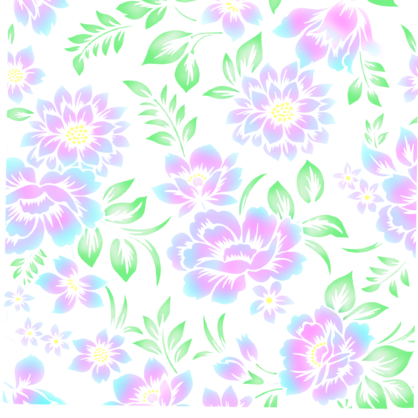 Large Bright Pastel Floral(Pink&Blue) 10x10 UVDTF