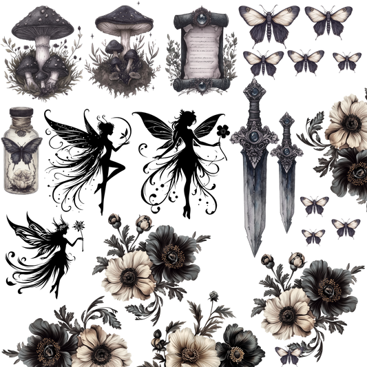 Fairies (Goth) UVDTF decal sheet 10x10