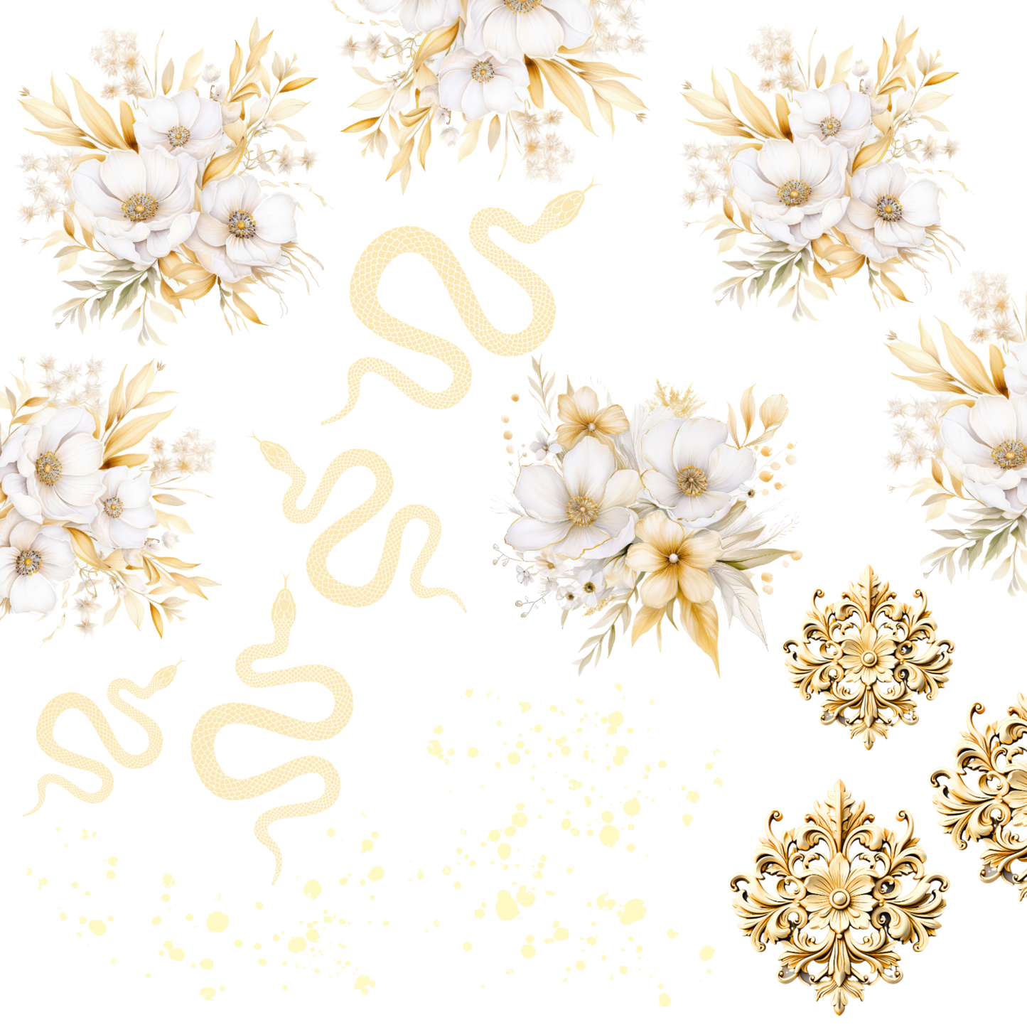 10X10 White/ Gold Medusa themed decal UVDTF sheet