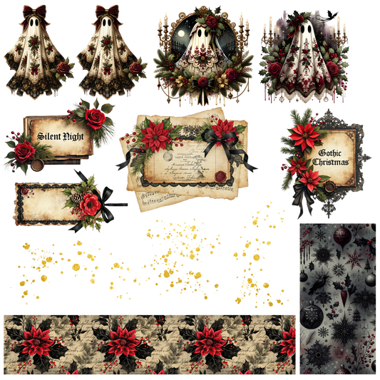 X-mas ghosts Gothic UVDTF decal sheet #710