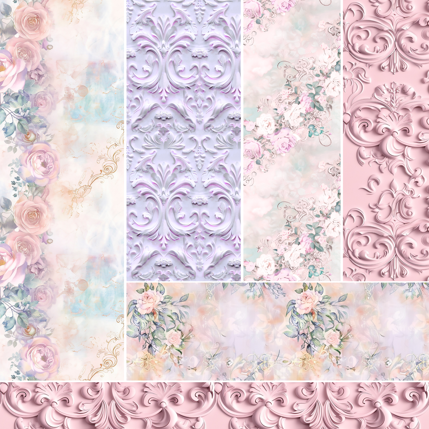 Multi media pastel patterned Vinyl