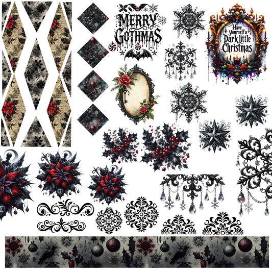 12x12 Gothic Christmas template UVDTF decal sheet #711