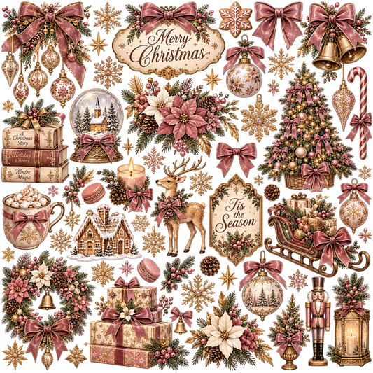 Elegant Christmas themed decal sheet UVDTF 10x10
