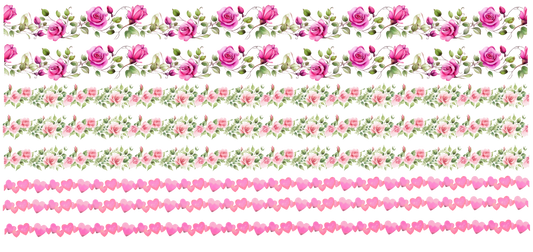 Heart / floral borders UVDTF sheet