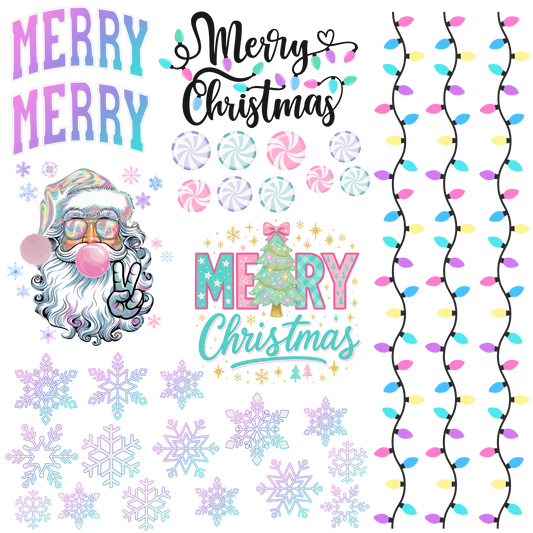 Santa pastel Christmas UVDTF Decal sheet 10x10 #675