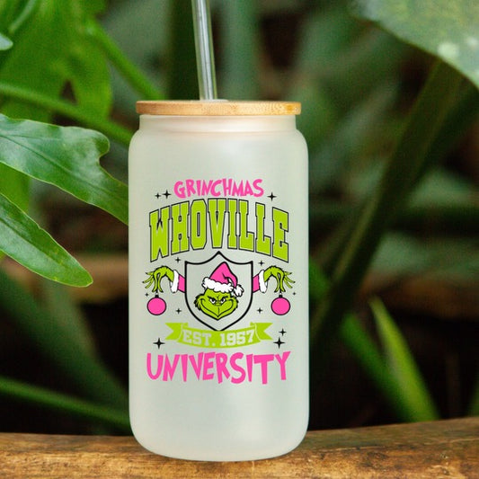 Green & PInk Grinchmas Whoville University UVDTF Decal #384