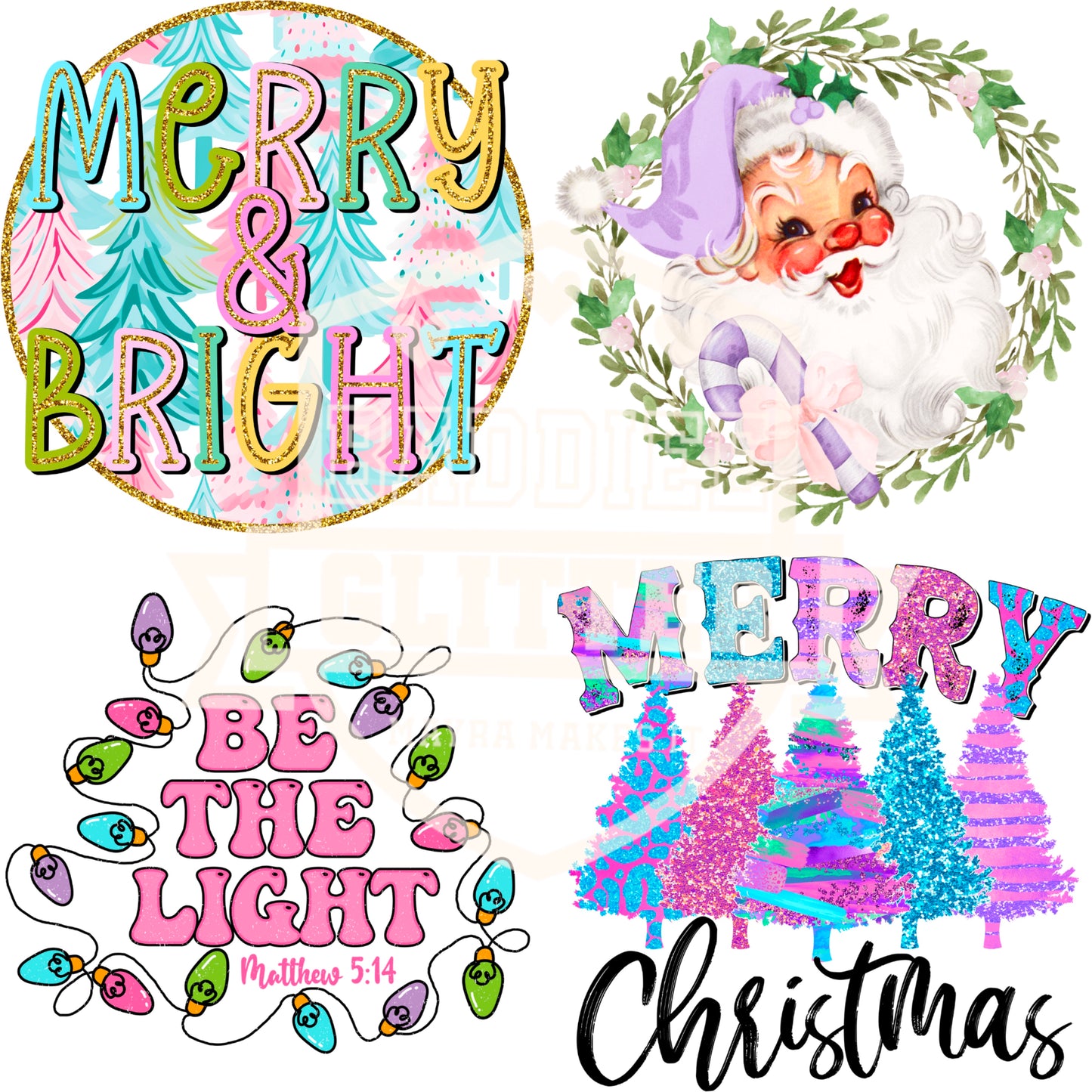 Pastel Christmas Decals UVDTF Decal Sheet #450