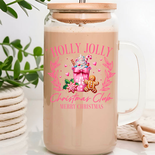 Holly Jolly Christmas Club Pink Coffee Cup UVDTF Decal #452