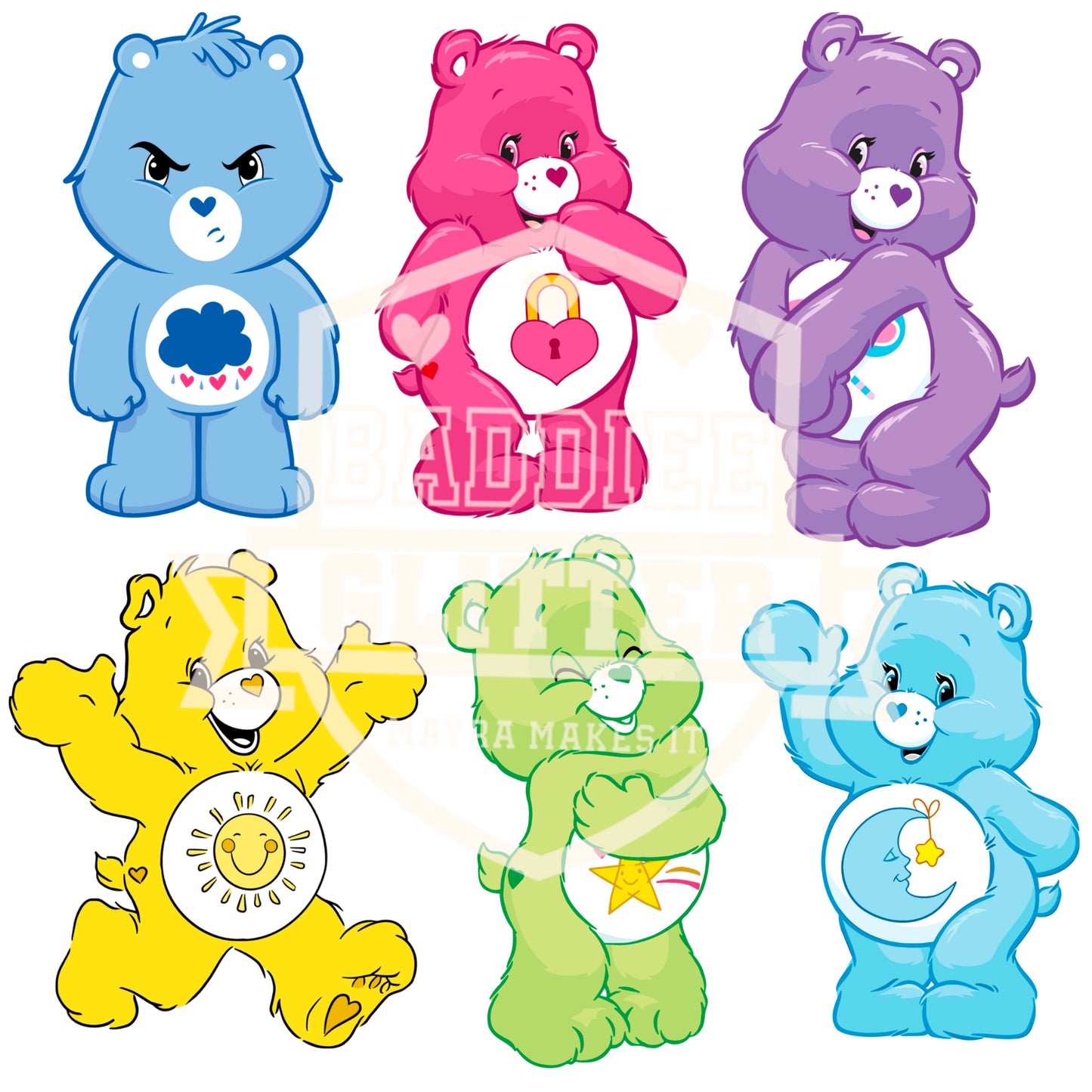 6 Care Bears UVDTF Decal Sheet #569