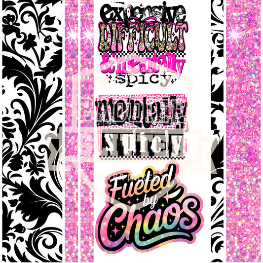 Black Swirls and Pink Quotes UVDTF Element Sheet #631