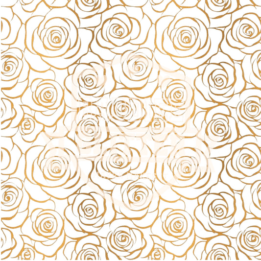 HOLOGRAPHIC Gold Roses Outlines UVDTF decal sheet #661