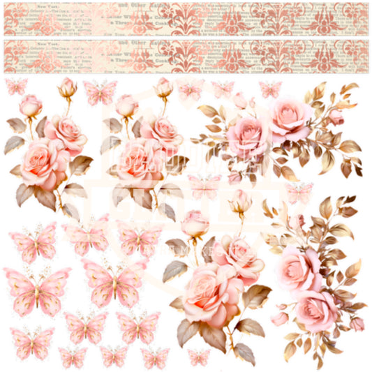 Victorian Butterflies & Roses UVDTF Decal Sheet #662