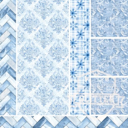 Blue Watercolor Swirls Triple Section Vinyl