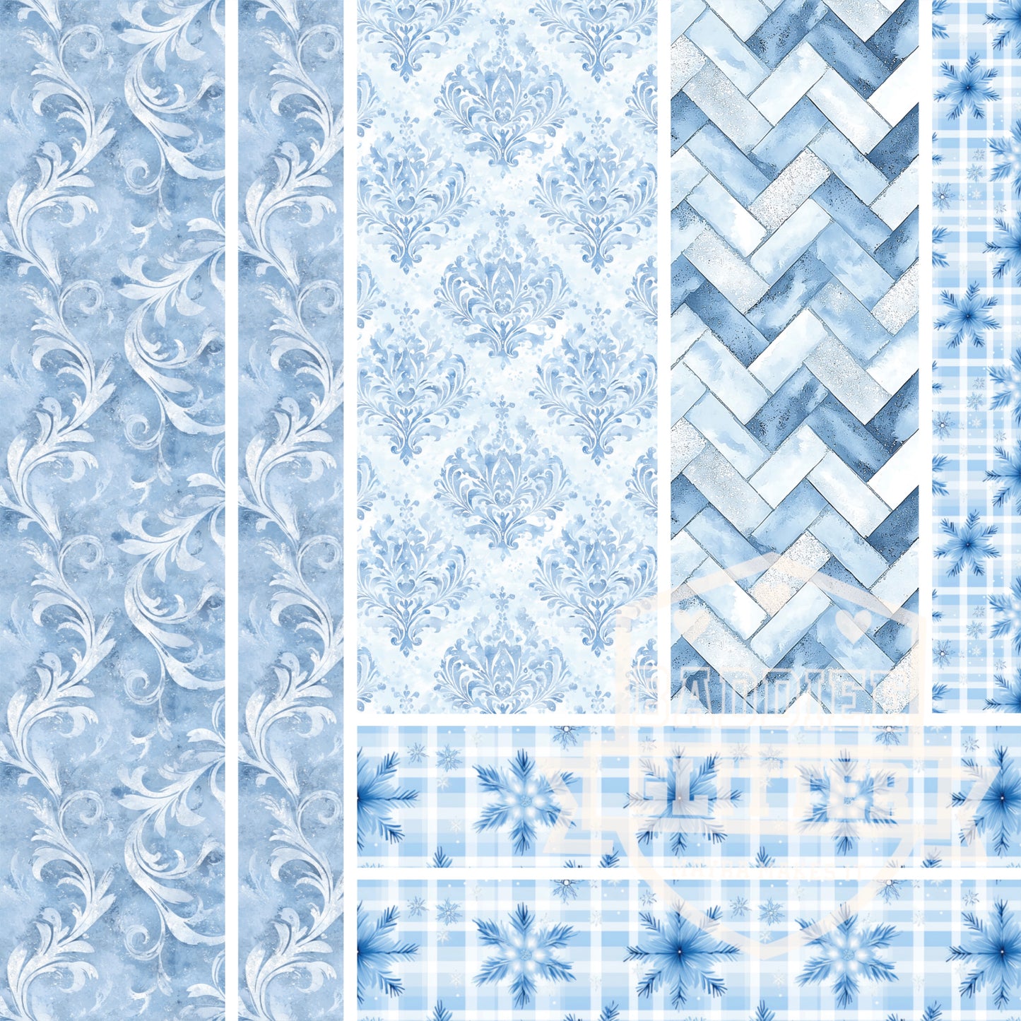 Three Blue Snowflakes Sectioned Vinyl