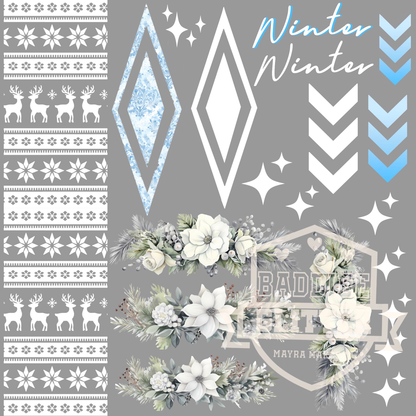 Winter Poinsettia Sweater Pattern UVDTF Decal Sheet #699