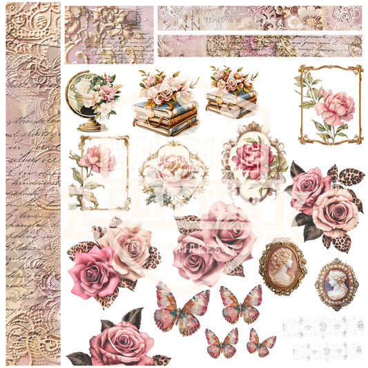 Dusty Rose Book Lover UVDTF Decal Sheet #703