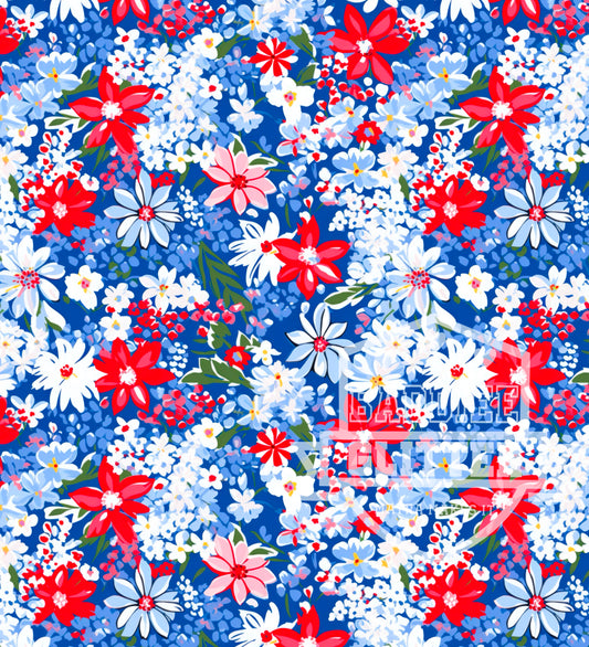 Red , white and blue floral pattern vinyl # 126