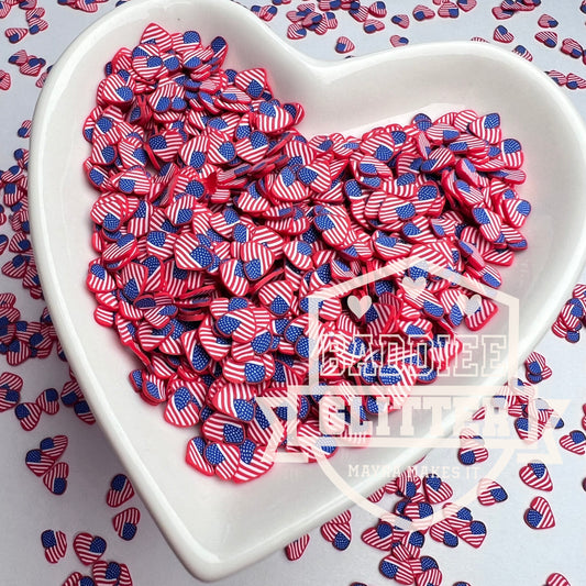 Heart Shapped American flag polymer clay shapes
