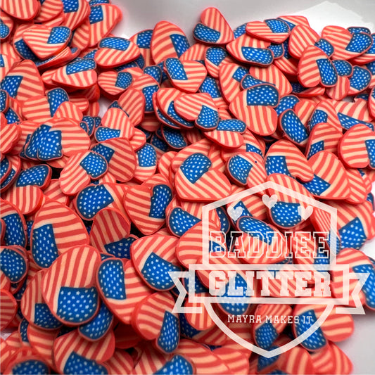 Heart Shapped American flag polymer clay shapes