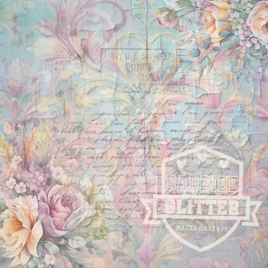 Pastel Floral and Scrolls Vinyl