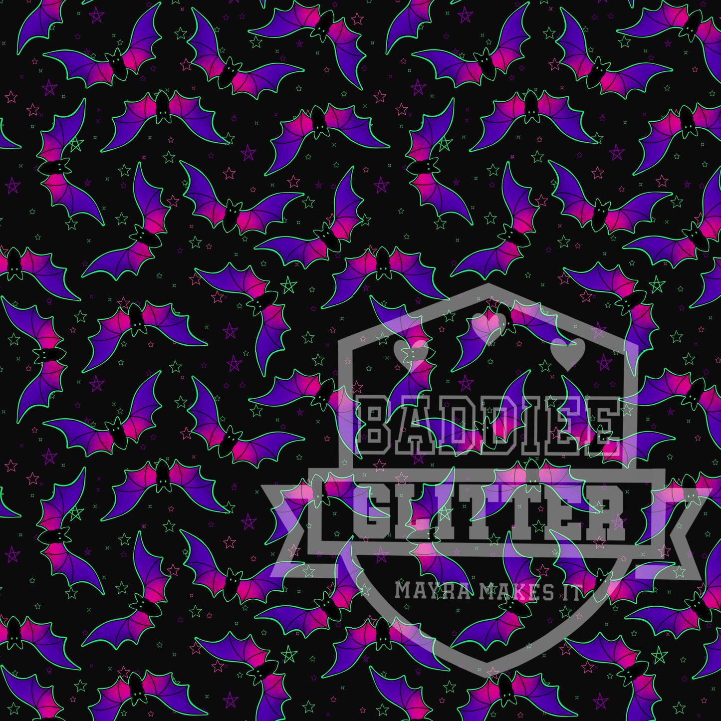 Purple, Pink and Green Bats Vinyl