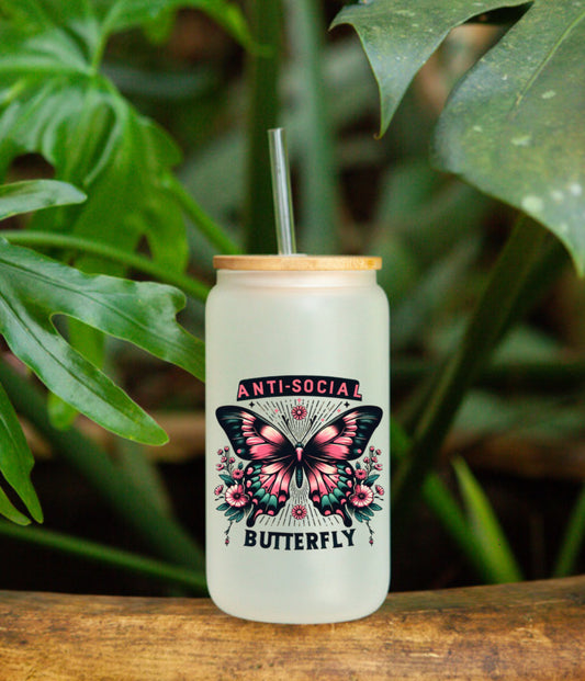 Anti-Social butterfly UVDTF cup decal