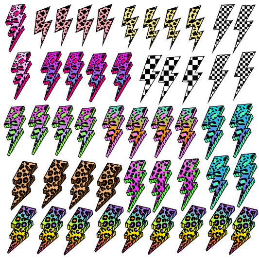 Lightening Bolt Colorful Patterns UVDTF