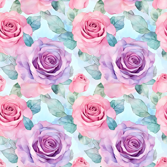 Large watercolor roses(pink & purple)  vinyl