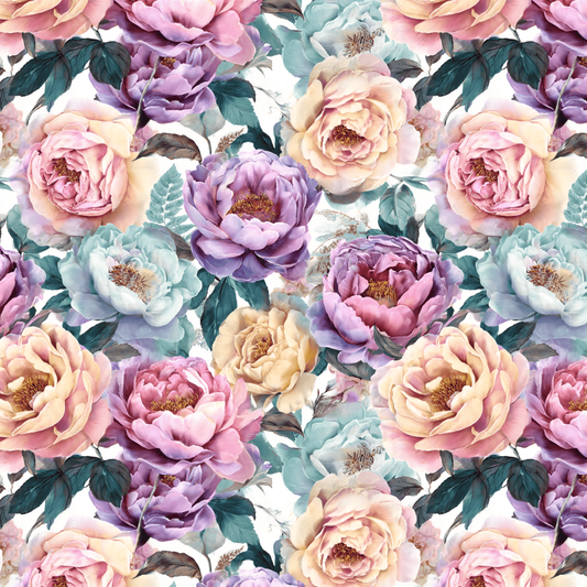 Elegant Multi Colored Peonies Vinyl