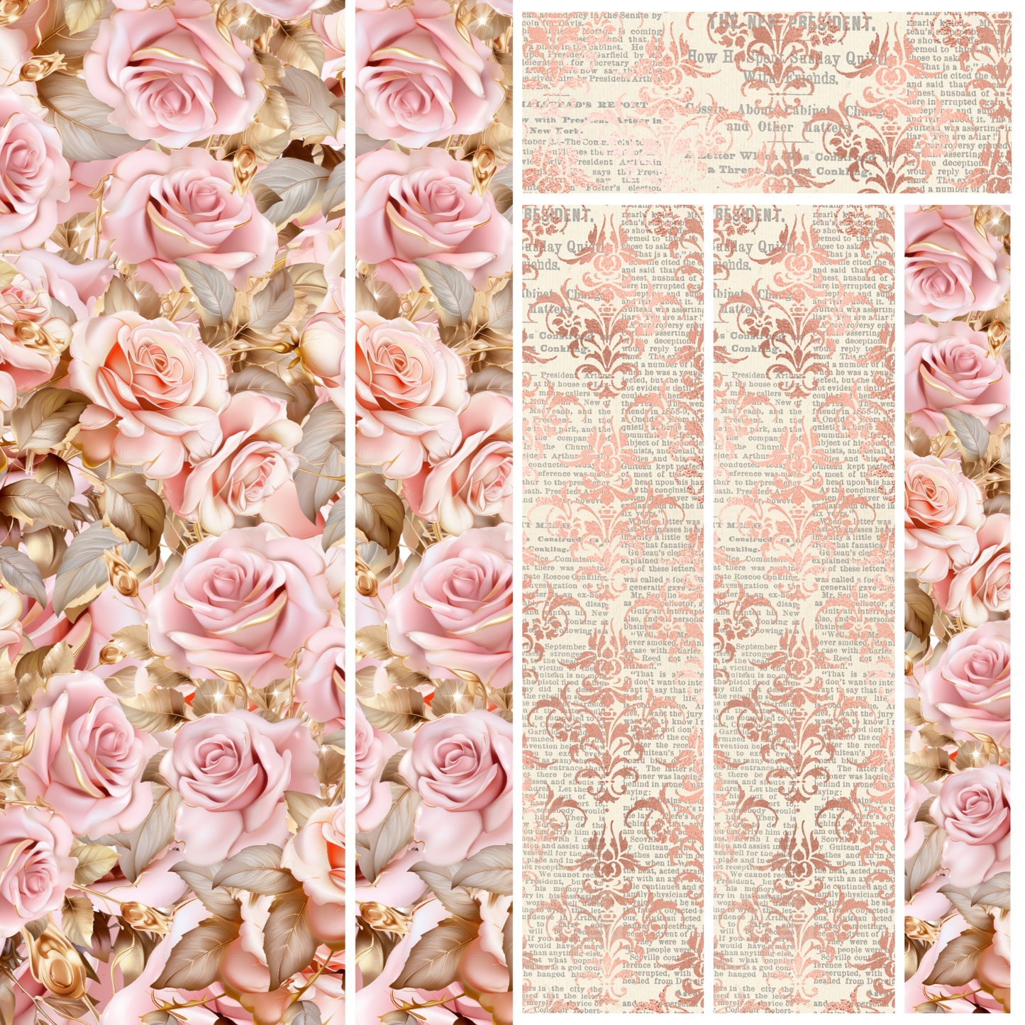 Floral multi media Vinyl (Coral & gold)