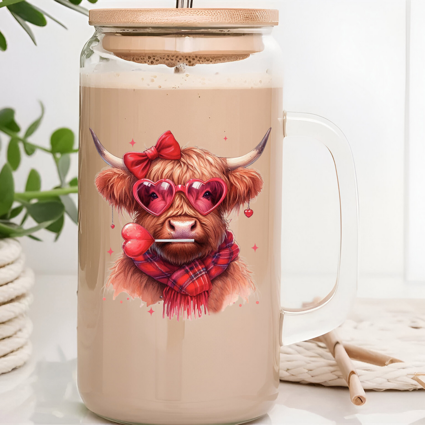 Valentine Highland Cow UVDTF Decal #484