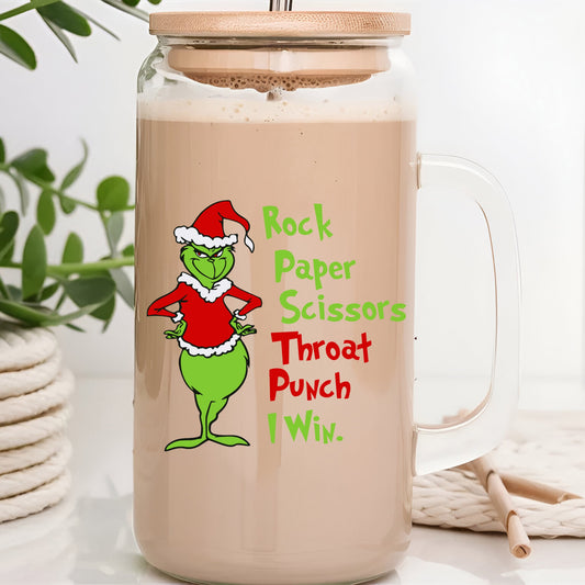 Rock Paper Scissors Throat Punch Grinch  UVDTF Decal #477